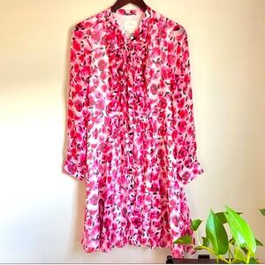 Kate Spade Mini Rose Pleated Shirt Dress size 6 - 100% silk